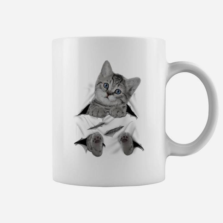 Cute Cat Peeking Out Hanging Funny Gift For Kitty Lovers Coffee Mug