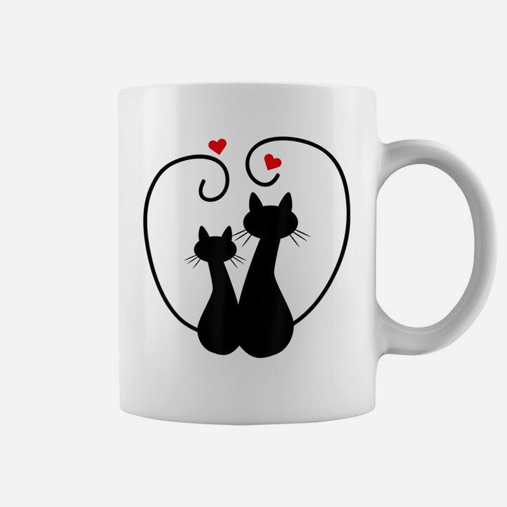 Cute Cats In Love With Red Hearts For Cat Lovers Gift Coffee Mug