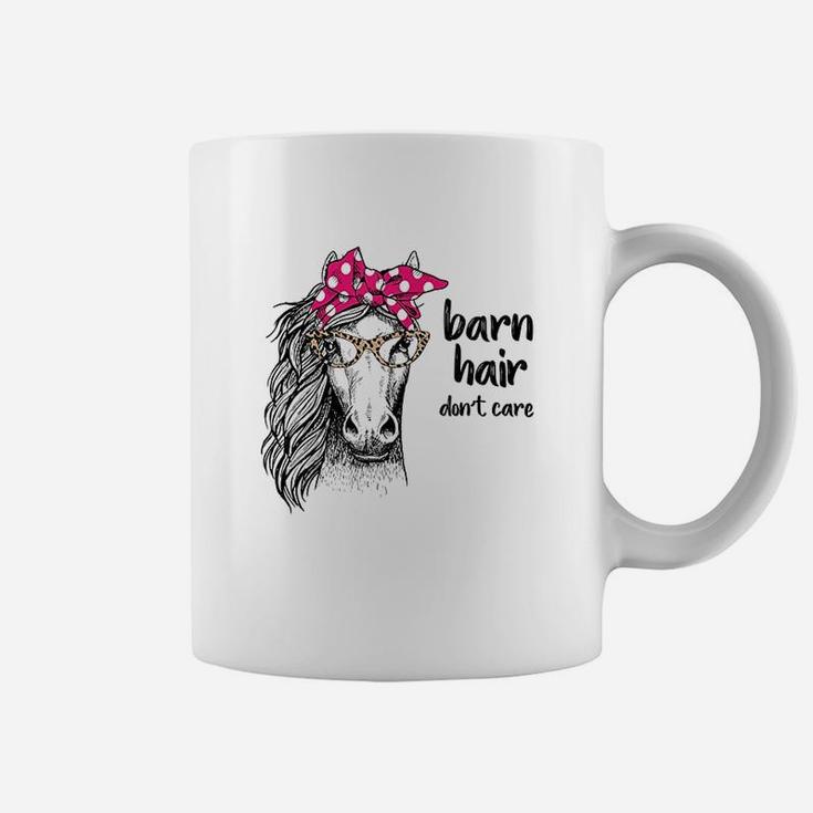 Cute Cowgirl Barn Hair Dont Care Horse Glasses Coffee Mug