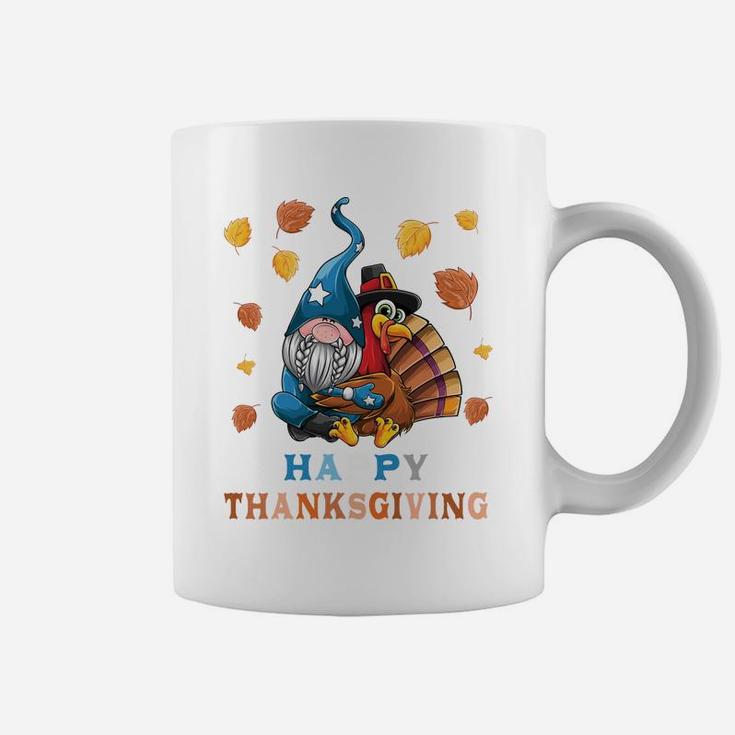 Cute Gnome Hugs Turkey Happy Thanksgiving Girls Boys Kids Coffee Mug