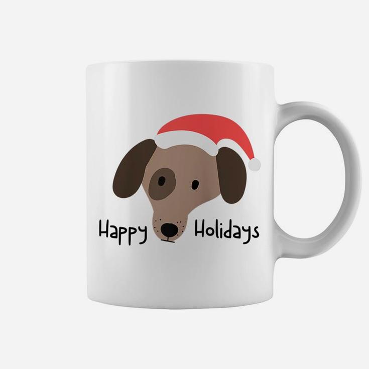 Cute Hand-Drawn Dog Christmas Puppy With Funny Santa Hat Raglan Baseball Tee Coffee Mug