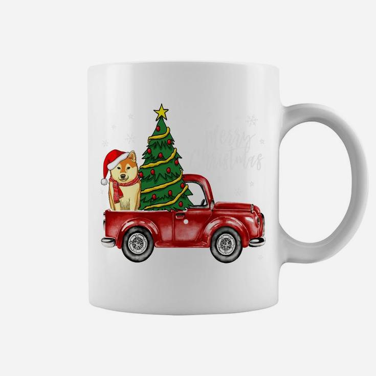 Cute Shiba Inu Dog Truck Merry Christmas Dog Lover Xmas Coffee Mug