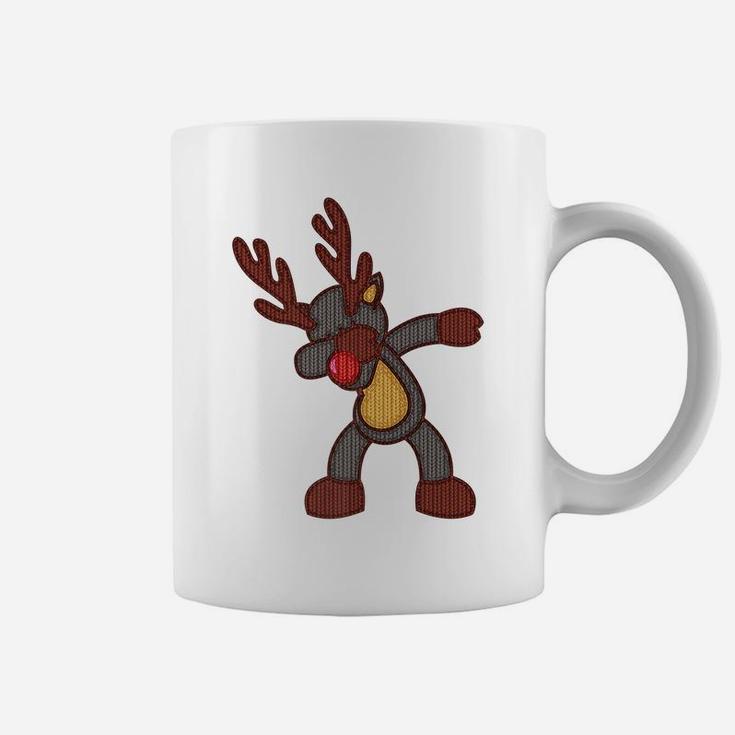 Dabbing Knitted Reindeer Christmas Rudolph Red Nose Xmas Coffee Mug
