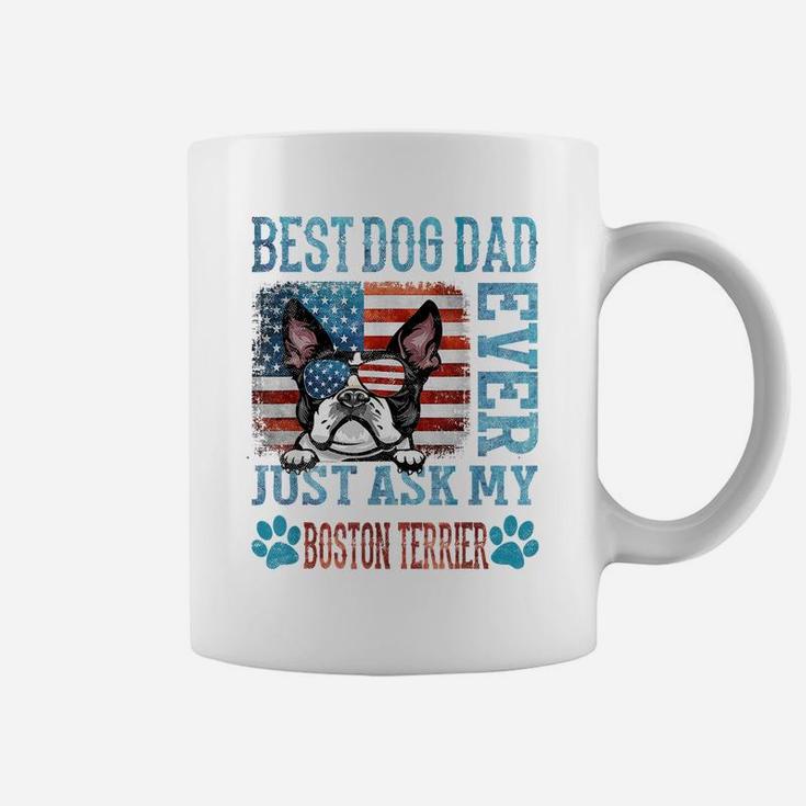 Dad Boston Terrier Best Dog Dad Ever Usa Flag Coffee Mug