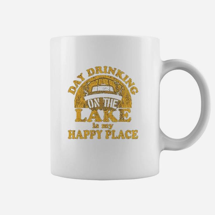 Day Drinking On The Lake Is My Happy Place Funny Summer Boating Vacation Coffee Mug