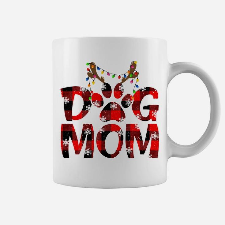 Dog Mom Buffalo Plaid Xmas Reindeer Horn Merry Christmas Sweatshirt Coffee Mug
