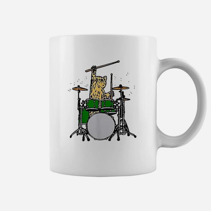 Drummer Cat Music Lover Musician Playing The Drums Coffee Mug