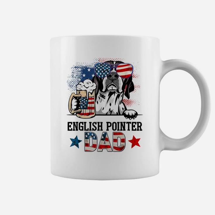 English Pointer Dog Dad American Flag Glasses Coffee Mug