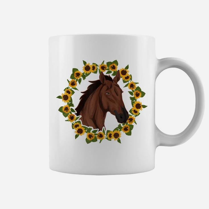 Equestrian Sunflower Horse Riding Animal Yellow Flower Horse Coffee Mug
