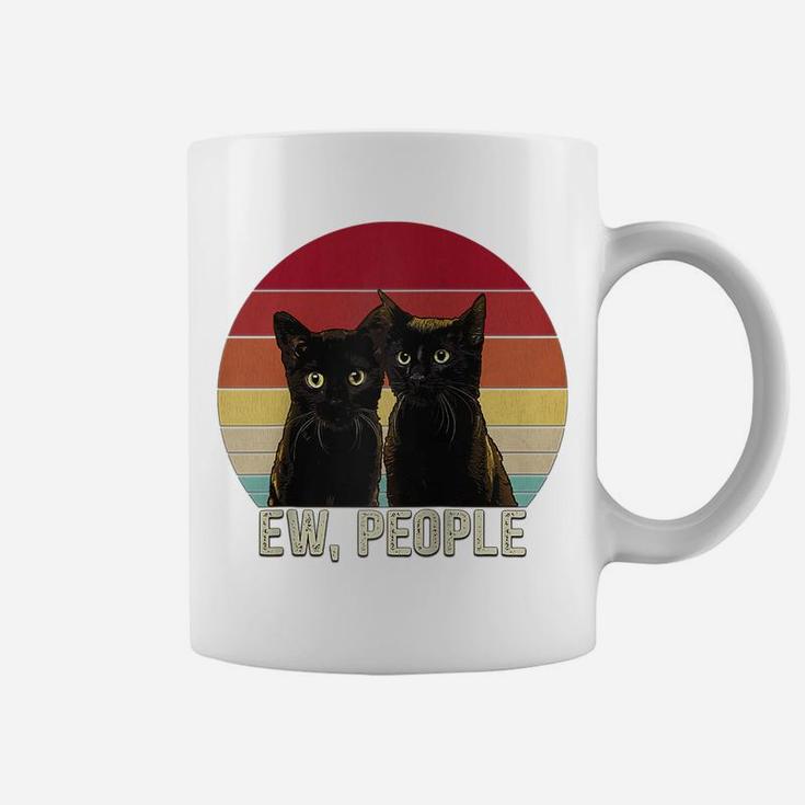Ew People Funny Black Cats Vintage Kitten Lover Retro Womens Raglan Baseball Tee Coffee Mug
