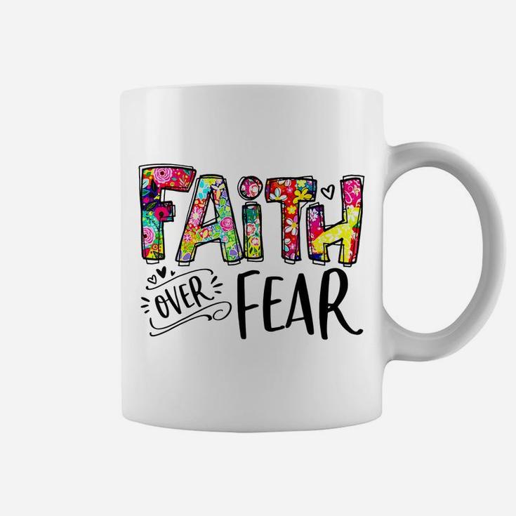 Faith Over Fear Flower Style Watercolor Retro Vintage Coffee Mug