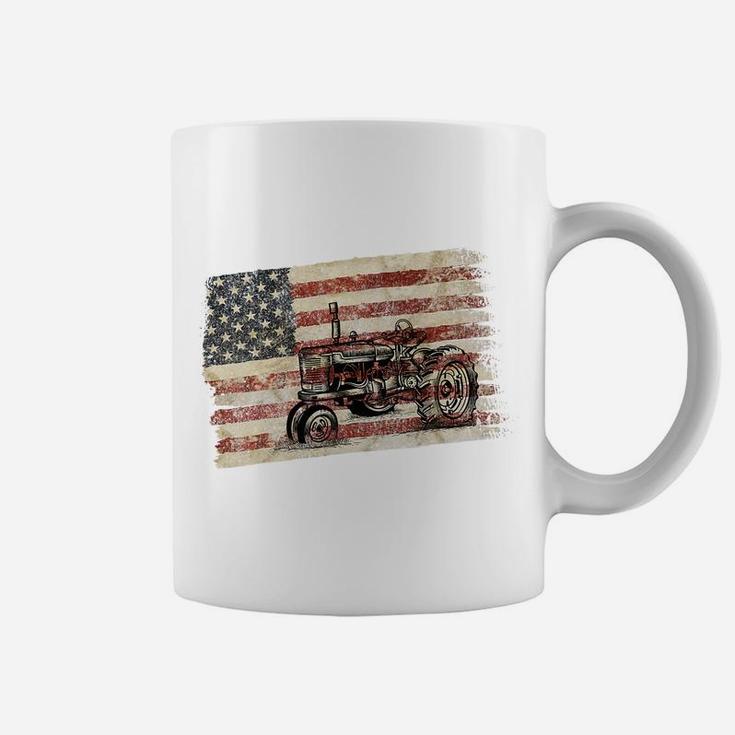 Farming Patriotic American Usa Flag Antique Tractor Coffee Mug