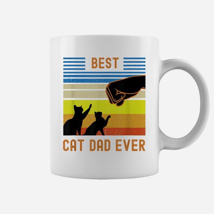 Funny Best Cat Dad Ever  Vintage Retro Cat Fist Bump Coffee Mug