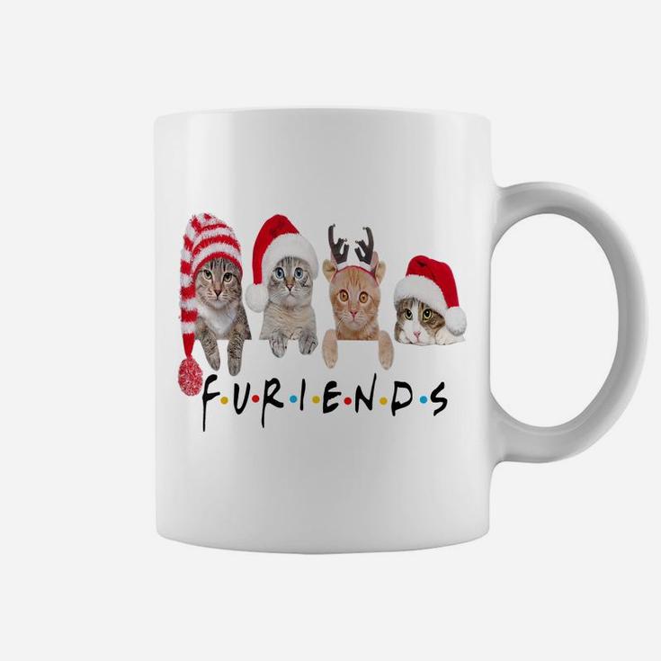 Funny Cat Furiends Merry Christmas Hat Santa Cat Lovers Gift Coffee Mug