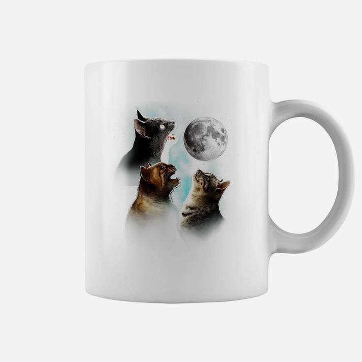 Funny Cat Tshirt, Cats Meowling At Moon Shirt, Cat Lover Coffee Mug