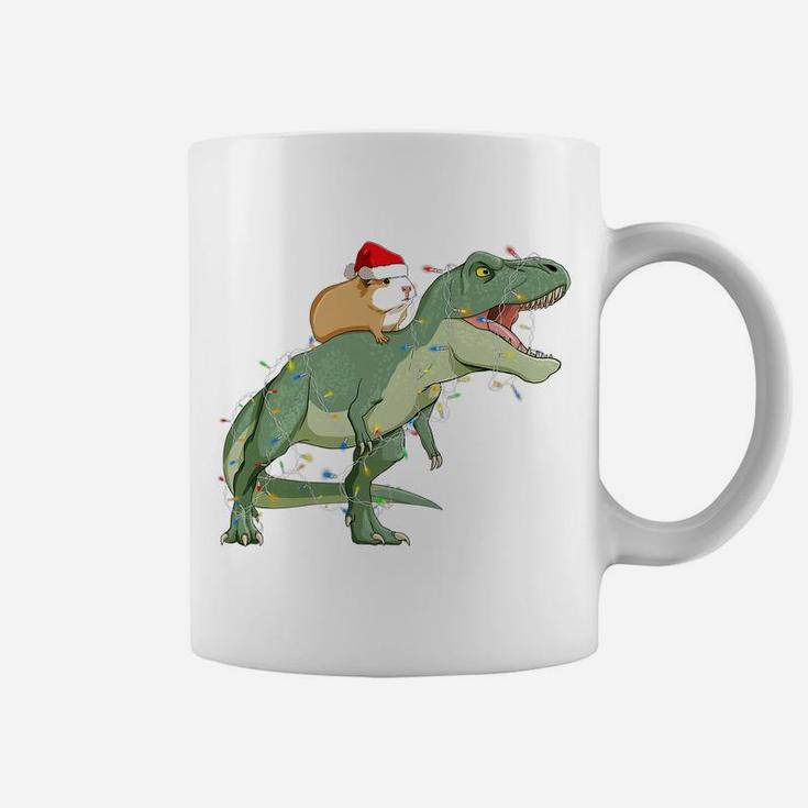 Funny Guinea Pig Riding Christmas Light T Rex Dinosaur Coffee Mug