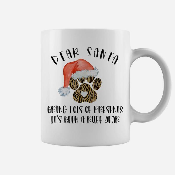 Funny Santa Hat Dog Cat Paw Print Tshirt Christmas Clothes Coffee Mug