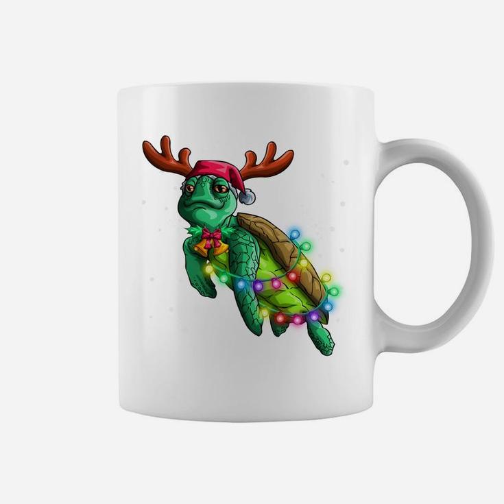 Funny Sea Turtle Christmas Lights Santa Hat Turtle Xmas Gift Sweatshirt Coffee Mug