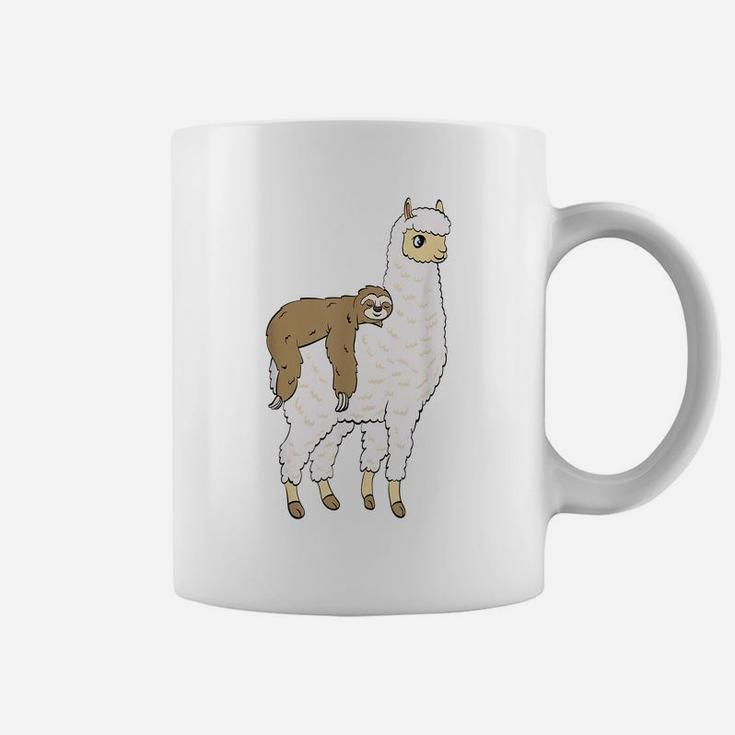 Funny Sloth On Alpaca Llama Taking A Nap  Gift Animal Coffee Mug