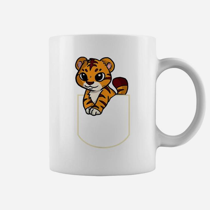 Funny Tiger In The Pocket Gift Cat Pocket Coffee Mug