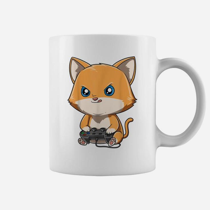 Gaming Cat Gamer Cat Playing Video Games Cat Lovers Coffee Mug