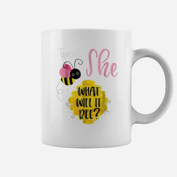 Gender Reveal Team She Shirt Girl What Will It Bee Or He Tee Coffee Mug