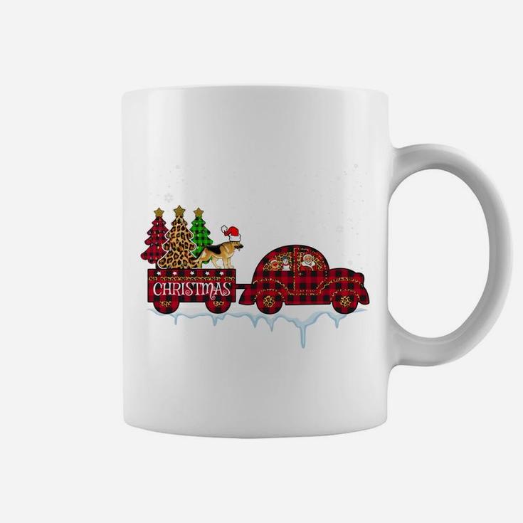 German Shepherd Dog Christmas Red Plaid Truck Xmas Tree Gift Sweatshirt Coffee Mug