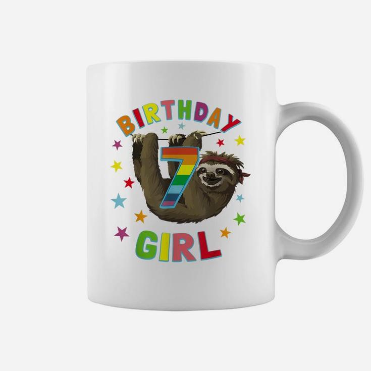 Girl Birthday Sloth 7 Year Old B-Day Party Kids Awesome Gift Coffee Mug
