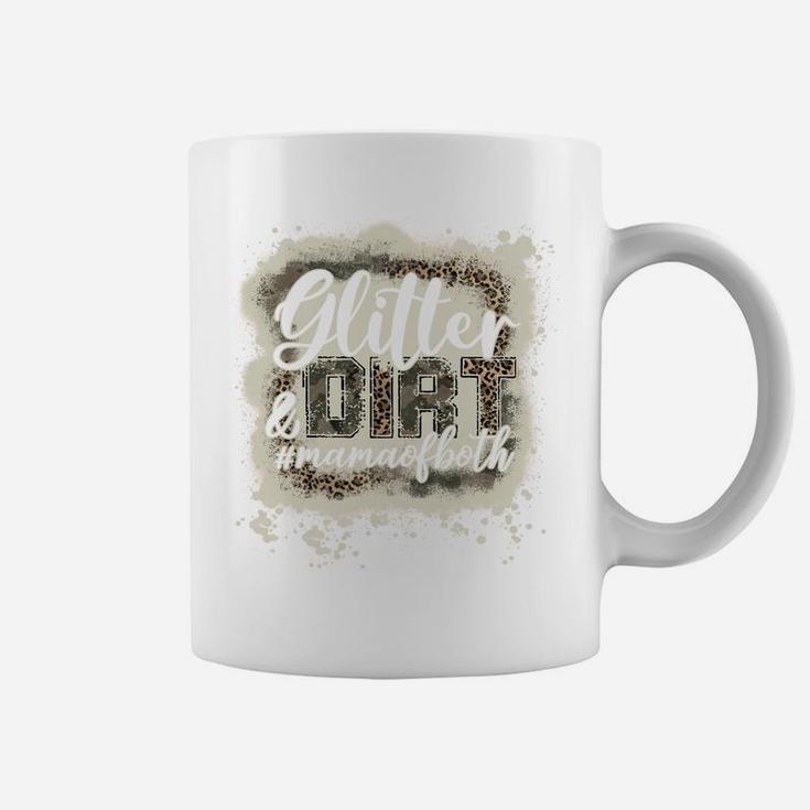 Glitter & Dirt Mama Of Both Army Mom Leopard Camo Bleached Coffee Mug