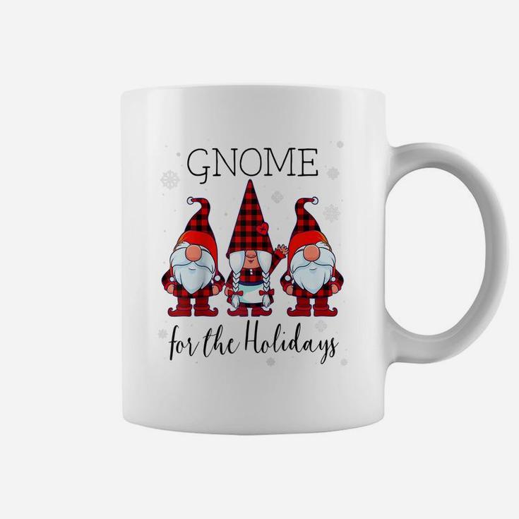 Gnome For The Holidays Buffalo Plaid 3 Gnomes Christmas Xmas Raglan Baseball Tee Coffee Mug