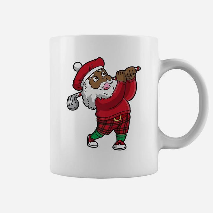 Golf African American Santa Claus Golfer Christmas Golfing Coffee Mug