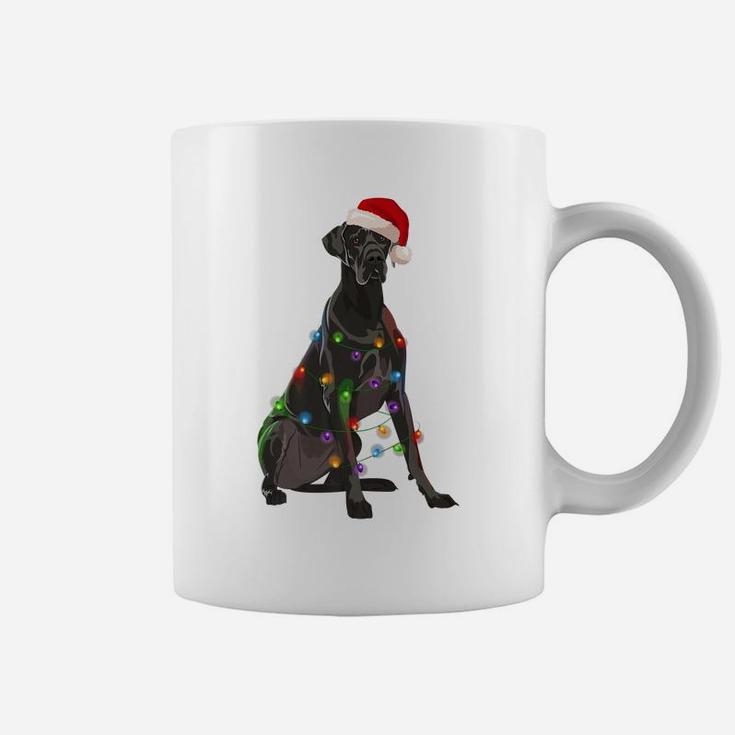 Great Dane Christmas Lights Xmas Dog Lover Santa Hat Coffee Mug