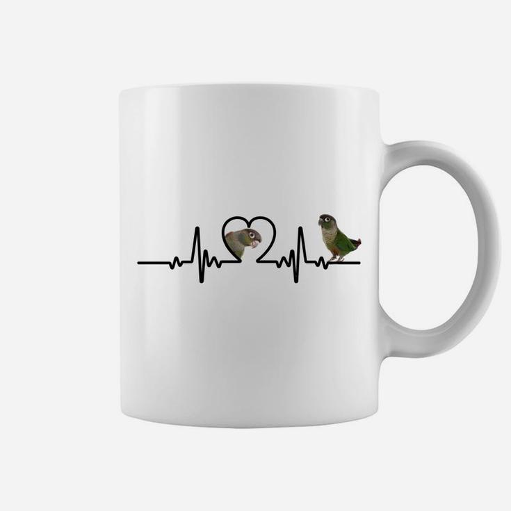 Green Cheek Conure Apparel, Heart Beat Parrot Bird Coffee Mug