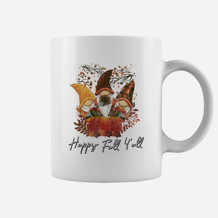Happy Fall Y'all Women's Shirt Garden Gnome Leopard Pumpkin Coffee Mug