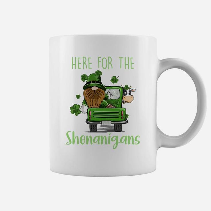 Here For The Shenanigans Gnome Elf Cow St Patricks Day Coffee Mug