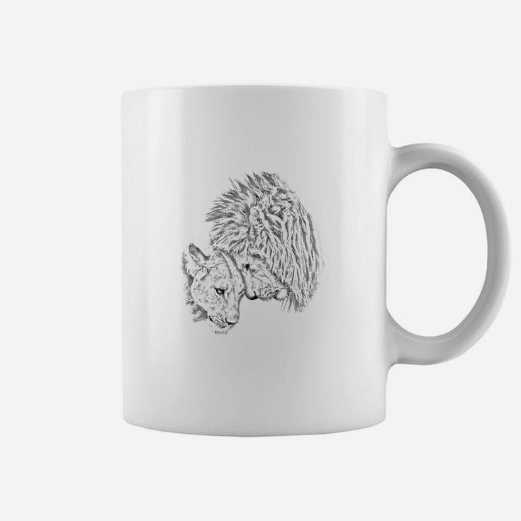 Herren Tassen mit Schwarz-Weiß Wolf-Print, Stilvolles Wolfsmotiv Tee