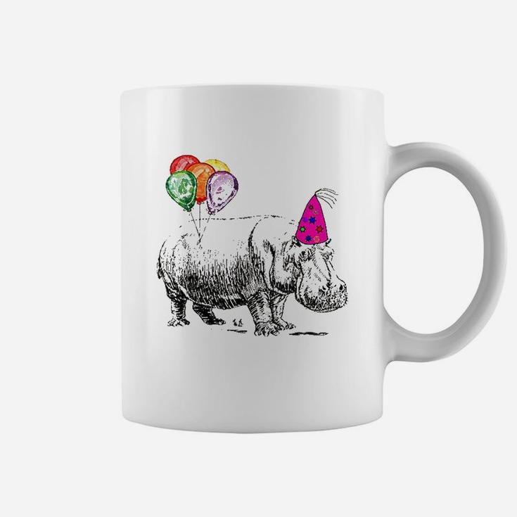 Hippo Wearing A Birthday Hat With Party Balloons Par Coffee Mug