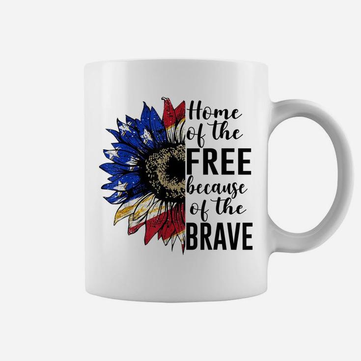 Home Of The Free Because Of The Brave Patriotic Flower Coffee Mug