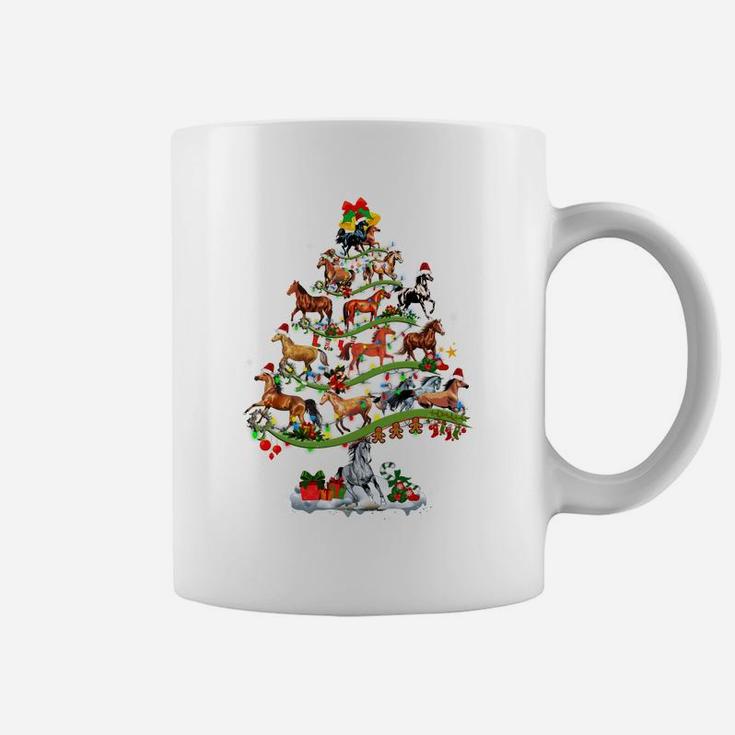 Horse Tree Christmas Candy Cane Gift Ornament Coffee Mug