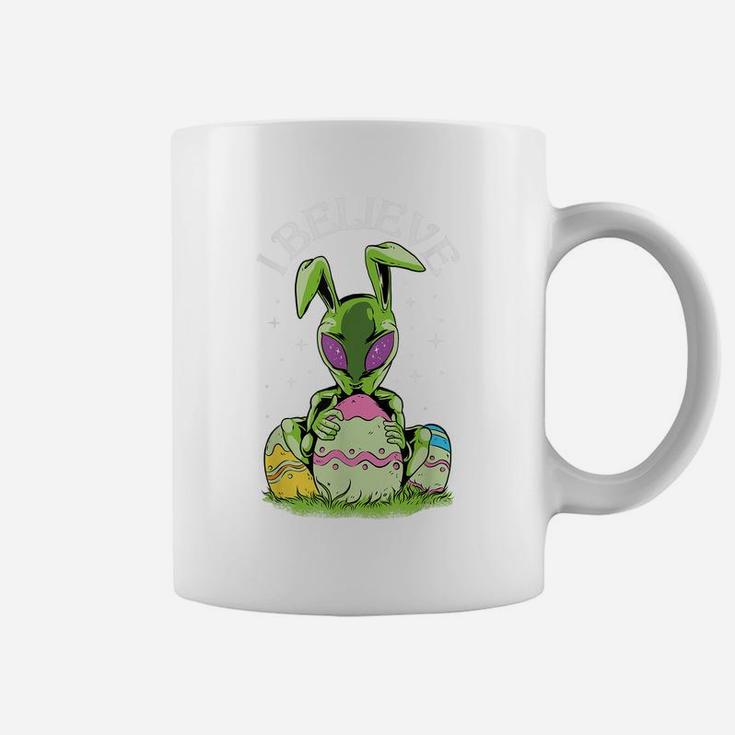 I Believe Bunny Rabbit Alien Easter Egg Hunting Funny Coffee Mug