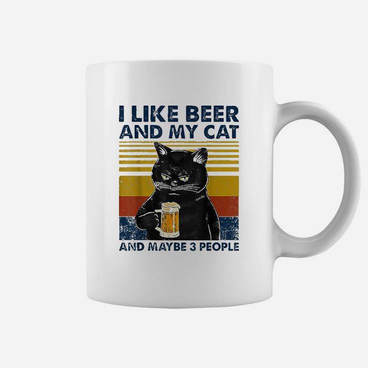 I Like Beer My Cat And Maybe 3 People Funny Cat Lovers Gift Coffee Mug