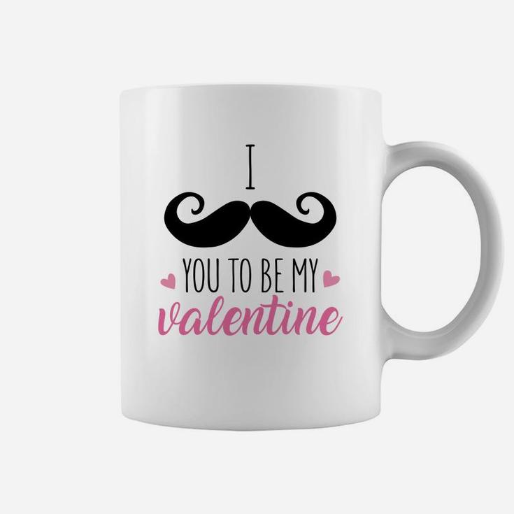 I Mustache You To Be My Valentine Pink Happy Valentines Day Coffee Mug