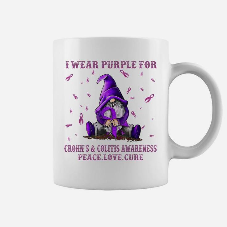 I Wear Purple For Crohn's & Colitis Awareness Gift Gnome Coffee Mug
