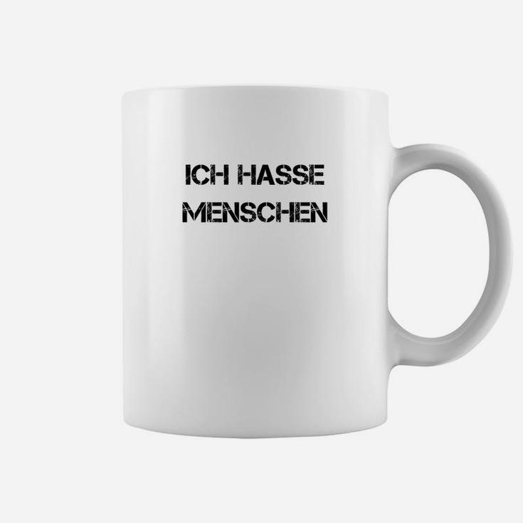 Ich hasse Menschen Herren Tassen in Weiß, Sarkastisches Design