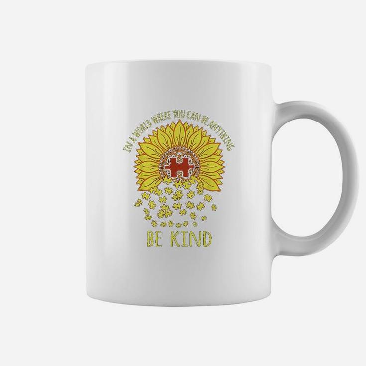 In A World Where You Can Be Anything Be Kind Sunflower Coffee Mug