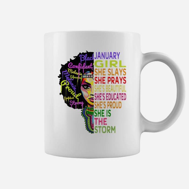 January Birthday Shirts For Women - Black African Queen Gift Coffee Mug