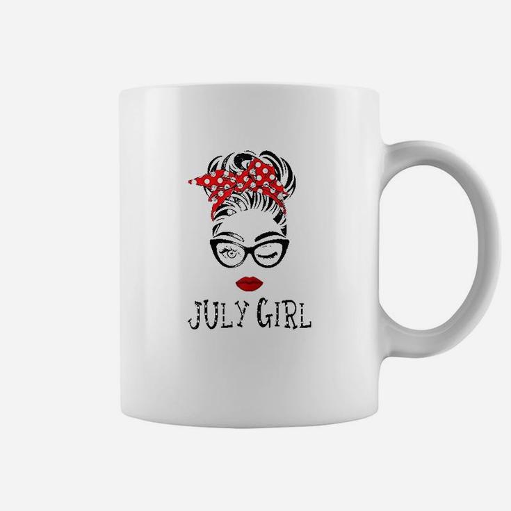 July Girl Wink Eye Woman Face Coffee Mug