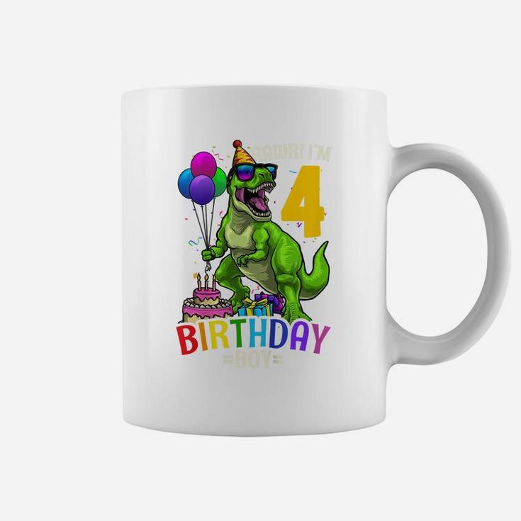 Kids 4Th Birthday BoyRex Dinosaur Dino Party Gift Coffee Mug