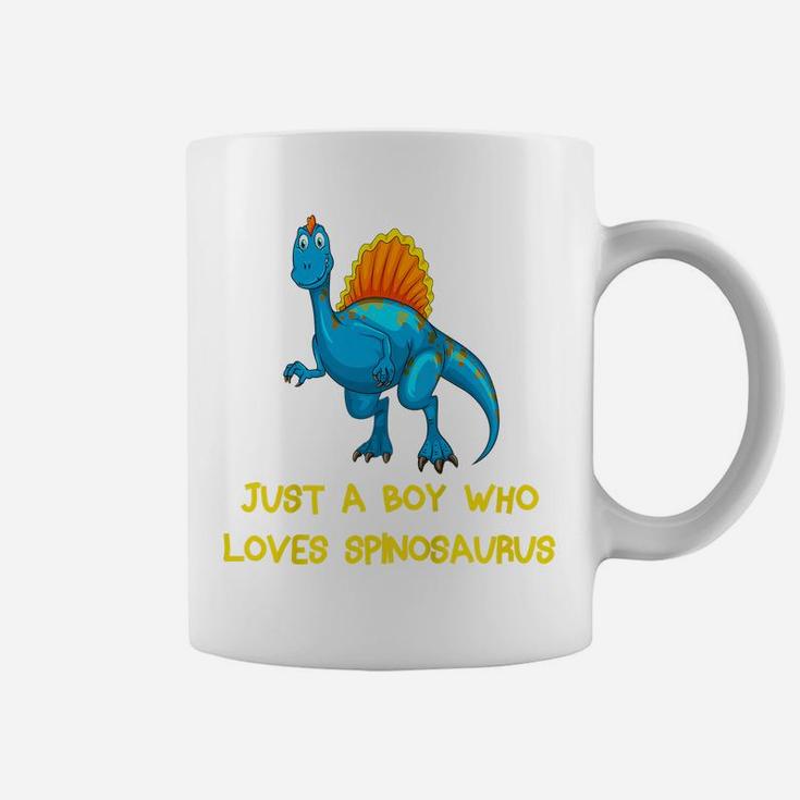 Kids Just A Boy Who Loves Spinosaurus Funny Blue Dinosaur Coffee Mug