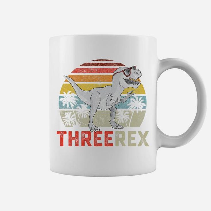 Kids Three Rex Birthday 3 Year Old Dinosaur 3Rd T Trex Boy Girl Coffee Mug